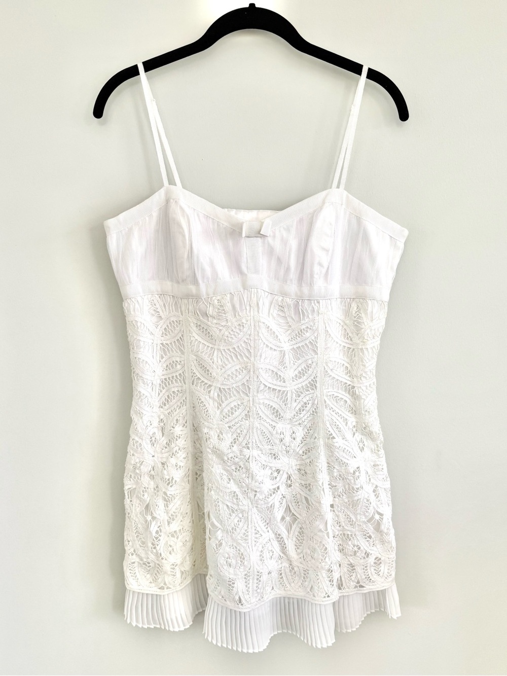 BETSEY JOHNSON Vintage Y2K White Lace Spaghetti Strap Mini Dress | Size 12